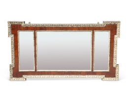 A 19TH CENTURY PARCEL-GILT MAHOGANY MIRROR