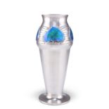 ARCHIBALD KNOX FOR LIBERTY & CO, A TUDRIC PEWTER AND ENAMEL VASE