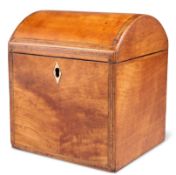 A GEORGIAN STRING-INLAID PARTRIDGE WOOD TEA CADDY