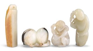 FOUR CHINESE JADE CARVINGS
