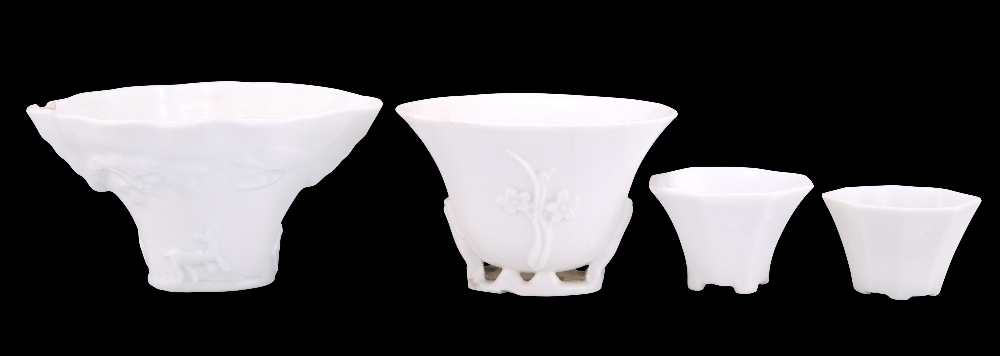 FOUR CHINESE DEHUA CUPS