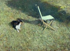 DAVID TINDLE (BORN 1932), DOG AND CHAIR