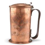 A COPPER LIDDED TAVERN TANKARD