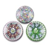 THREE PERTHSHIRE MILLEFIORI PAPERWEIGHTS