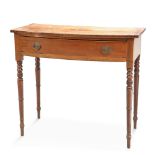 AN EARLY 19TH CENTURY MAHOGANY BOW-FRONT SIDE TABLE