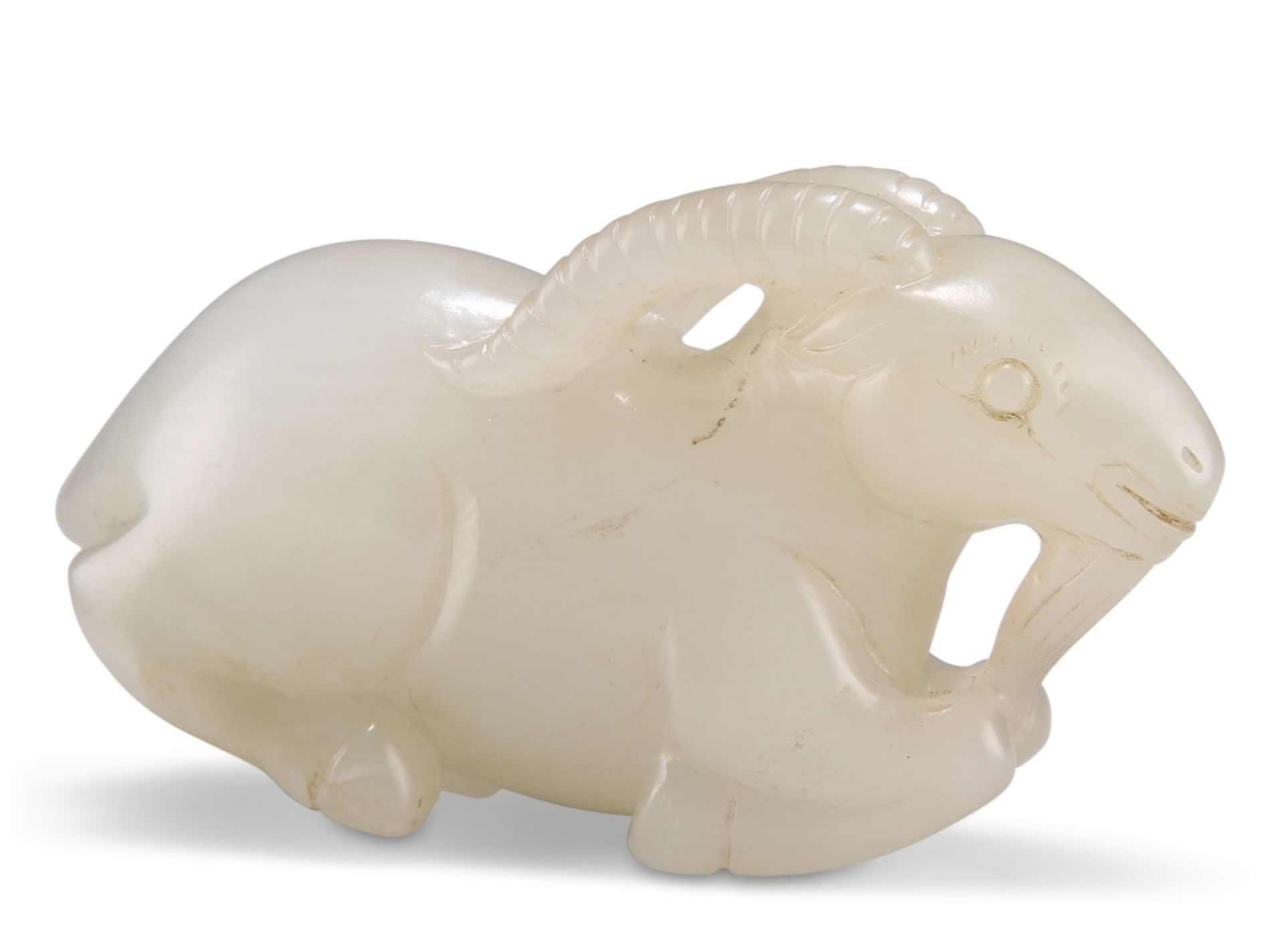 A CHINESE JADE CARVING OF A RAM