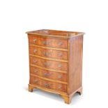 A GEORGIAN-STYLE PAINTED YEW WOOD CHEST OF DRAWERS
