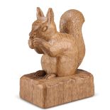 WILF AND TREVOR HUTCHINSON, A SQUIRRELMAN CARVED OAK SQUIRREL