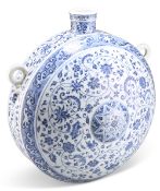 A MING-STYLE BLUE AND WHITE FLASK, BIANHU