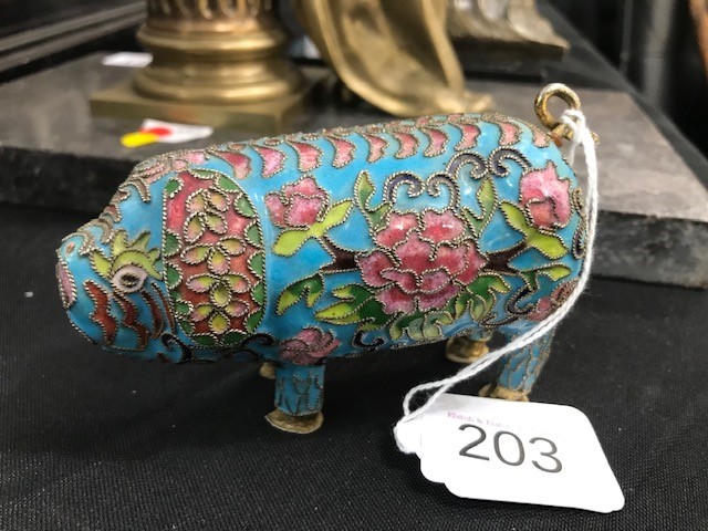 A CHINESE CLOISONNE MODEL OF A PIG - Image 2 of 3