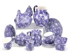 A LARGE COLLECTION OF BURLEIGH 'CALICO' BLUE AND WHITE POTTERY