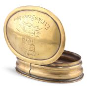 A 19TH CENTURY BRASS SOUVENIR TOBACCO BOX