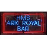 AN ILLUMINATED 'HMS ARK ROYAL / BAR' HANGING SIGN