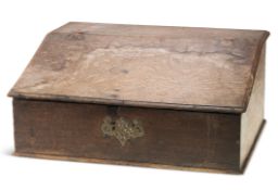 AN OAK SLOPE-FRONT BIBLE BOX