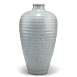 A CHINESE CELADON RIBBED MEIPING