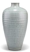 A CHINESE CELADON RIBBED MEIPING