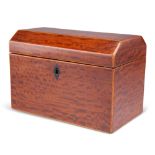 A GEORGE III SATINWOOD TEA CADDY