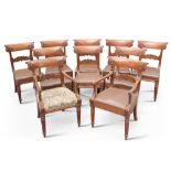 A SET OF TEN WILLIAM IV MAHOGANY DINING CHAIRS