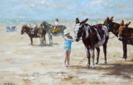 NEVILLE BARKER (1949-2008), DONKEYS ON A BEACH