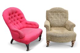 TWO VICTORIAN BUTTON-BACK COUNTRY HOUSE CHAIRS