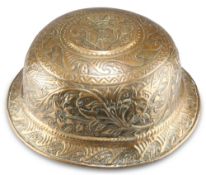 A 17TH CENTURY BRASS WINE COOLER