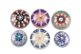 SIX VARIOUS STRATHEARN GLASS MILLEFIORI PAPERWEIGHTS