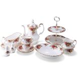 A ROYAL ALBERT OLD COUNTRY ROSES TEA AND DINNER SERVICE FOR SIX