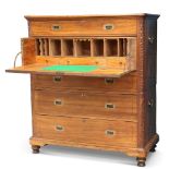 A 19TH CENTURY CAMPHOR SECRÉTAIRE CAMPAIGN CHEST