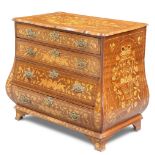 A DUTCH FLORAL MARQUETRY COMMODE, 19TH CENTURY