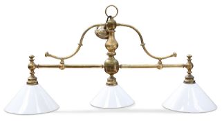 A 20TH CENTURY BRASS BILLIARDS TABLE LIGHT