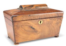 A 19TH CENTURY ROSEWOOD TEA CADDY