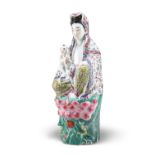 A CHINESE FAMILLE ROSE FIGURE OF GUANYIN