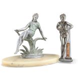 AN ART DECO STYLE FIGURE AND ART DECO FIGURAL THERMOMETER