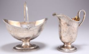 A VICTORIAN SILVER CREAM JUG AND SUGAR BASKET