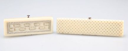 TWO GEORGIAN IVORY TOOTHPICK CASES