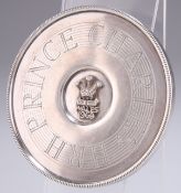 AN ELIZABETH II ROYAL COMMEMORATIVE SILVER-MOUNTED COASTER