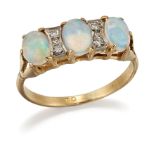 AN OPAL AND DIAMOND RING