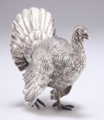 A GERMAN SILVER MODEL OF A TURKEY