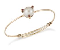 A PEARL AND RUBY BANGLE