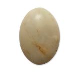 AN OVAL DOUBLE CABOCHON COMMON OPAL