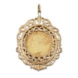 VICTORIA, 1847 YOUNG HEAD SHIELD BACK SOVEREIGN, MOUNTED AS A PENDANT