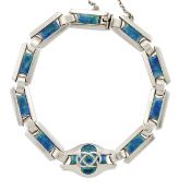 ATTRIBUTED TO MURRLE BENNETT - A SILVER AND ENAMEL BRACELET
