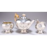 A VICTORIAN SILVER THREE-PIECE BACHELOR'S TEA SERVICE