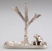 AN ELIZABETH II SILVER NOVELTY RING TREE