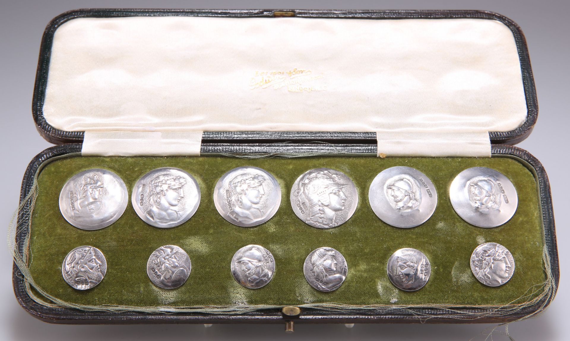 A SET OF LATE VICTORIAN SILVER BUTTONS