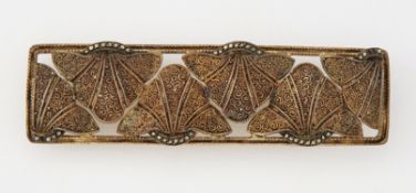 THEODOR FAHRNER - A SILVER GILT AND MARCASITE BROOCH