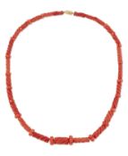 A CORAL BEAD NECKLACE