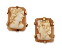 A PAIR OF 9 CARAT GOLD CAMEO EARRINGS