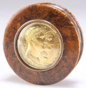 A 19TH CENTURY BURRWOOD SNUFF BO