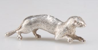 AN ELIZABETH II SILVER MODEL OF AN OTTER